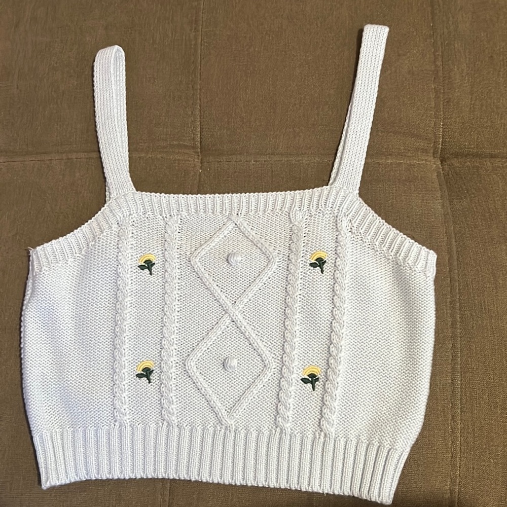 Wild Fable Blue Cropped Knitted Top Small